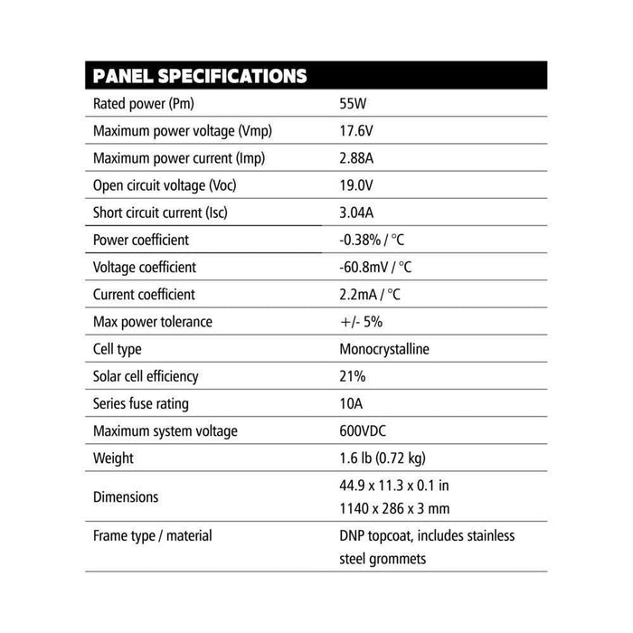 55 Watt Flexible Solar Kit