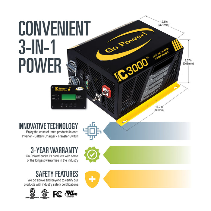 3000 watt IC Series Inverter/Charger Complete Kit