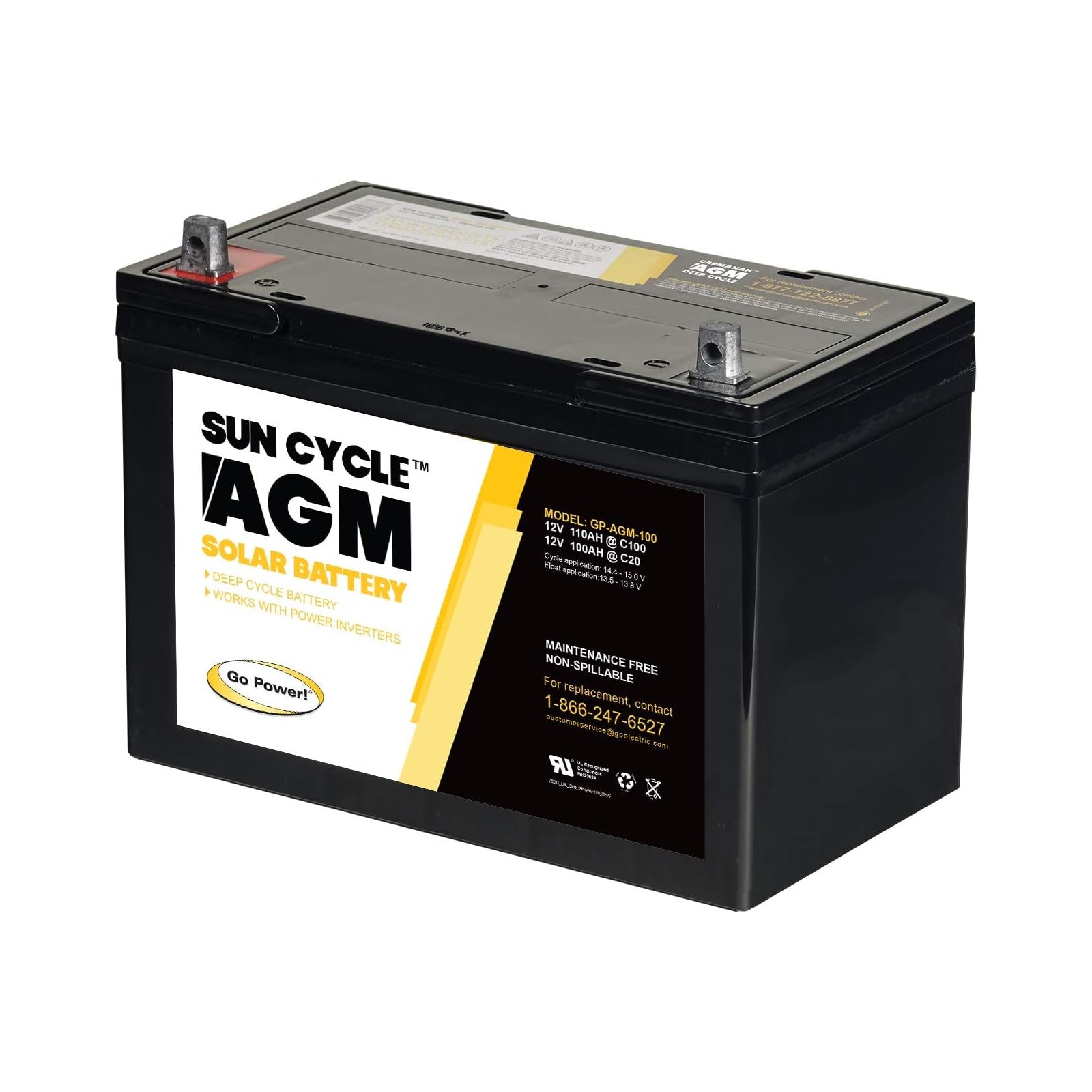 Go Power! 12V 100Ah AGM Solar Battery (GP-AGM-100-12V)