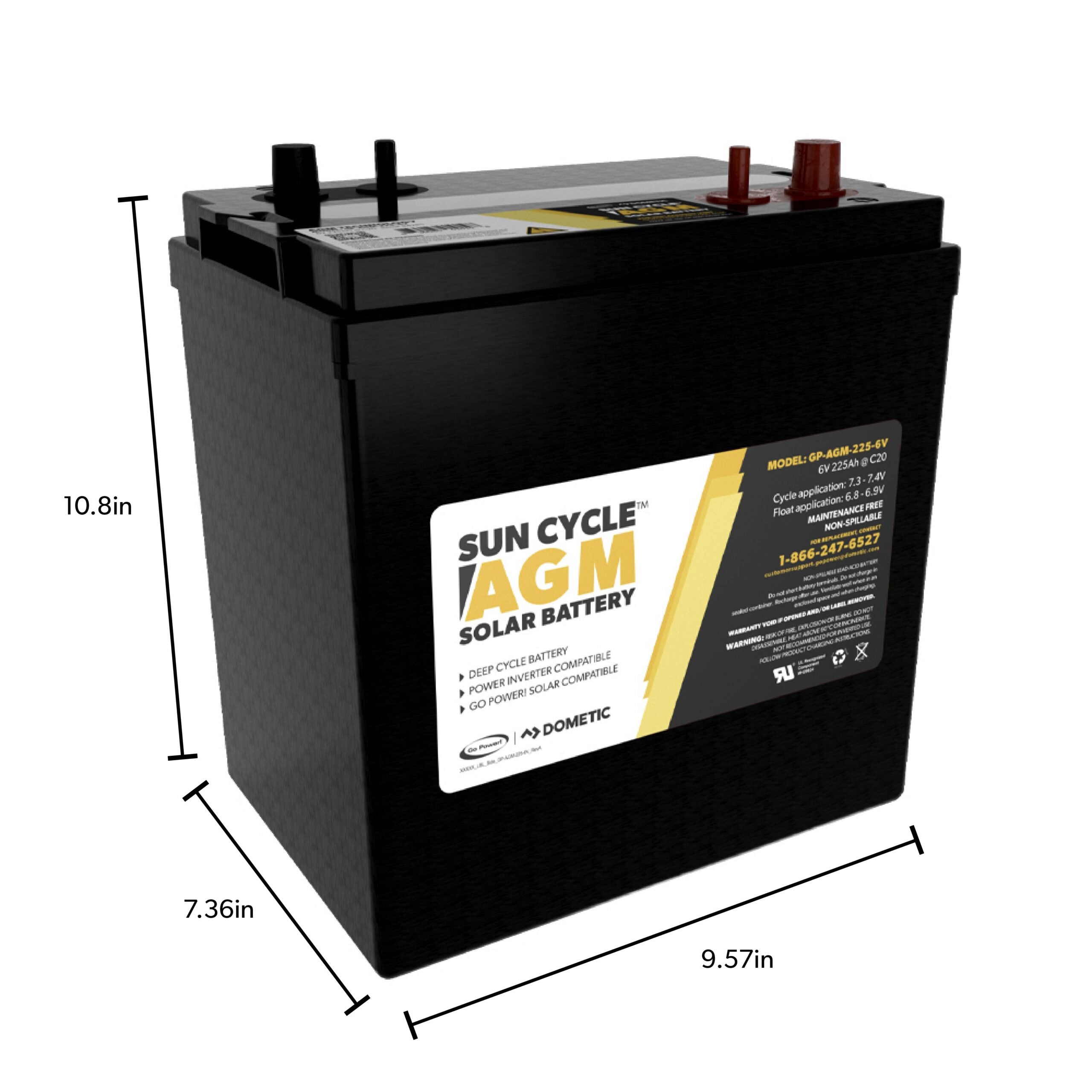 Go Power! 6V 225Ah AGM Deep Cycle Battery | GP-AGM-225-6V