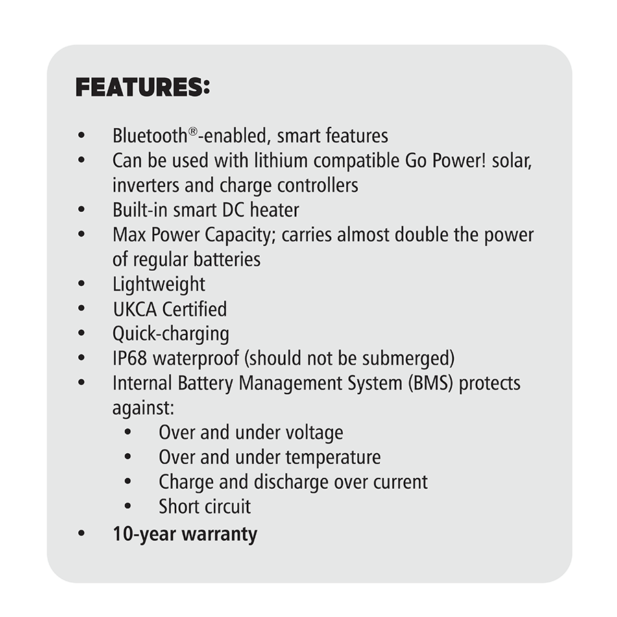 Go Power! 100Ah Advanced Lithium Battery 12V | Sun Cycle® LiFePO4 | Bluetooth (83156)