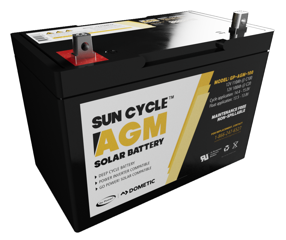 Go Power! 12V 100Ah AGM Solar Battery (GP-AGM-100-12V)