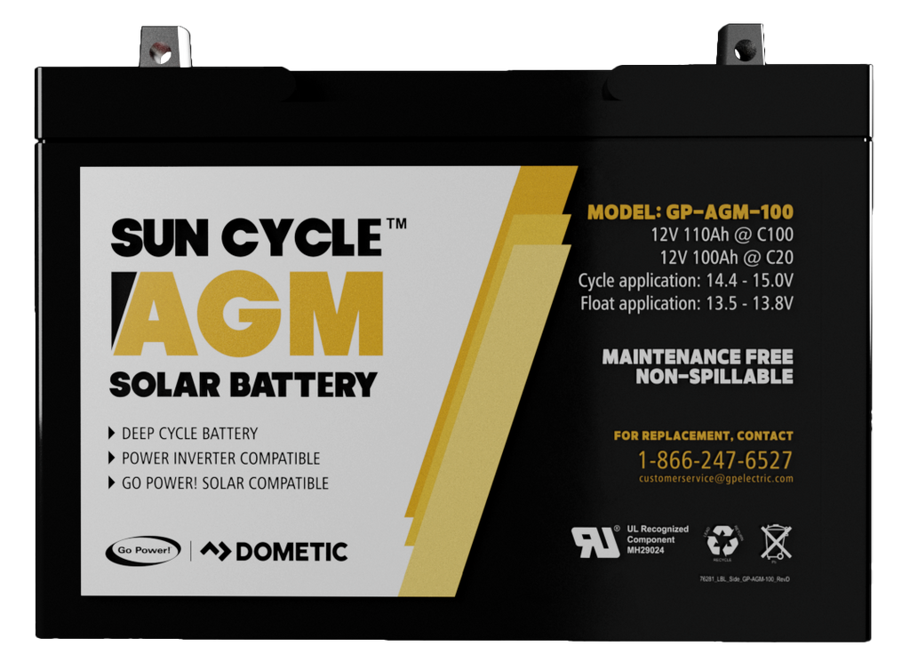 Go Power! 12V 100Ah AGM Solar Battery (GP-AGM-100-12V)