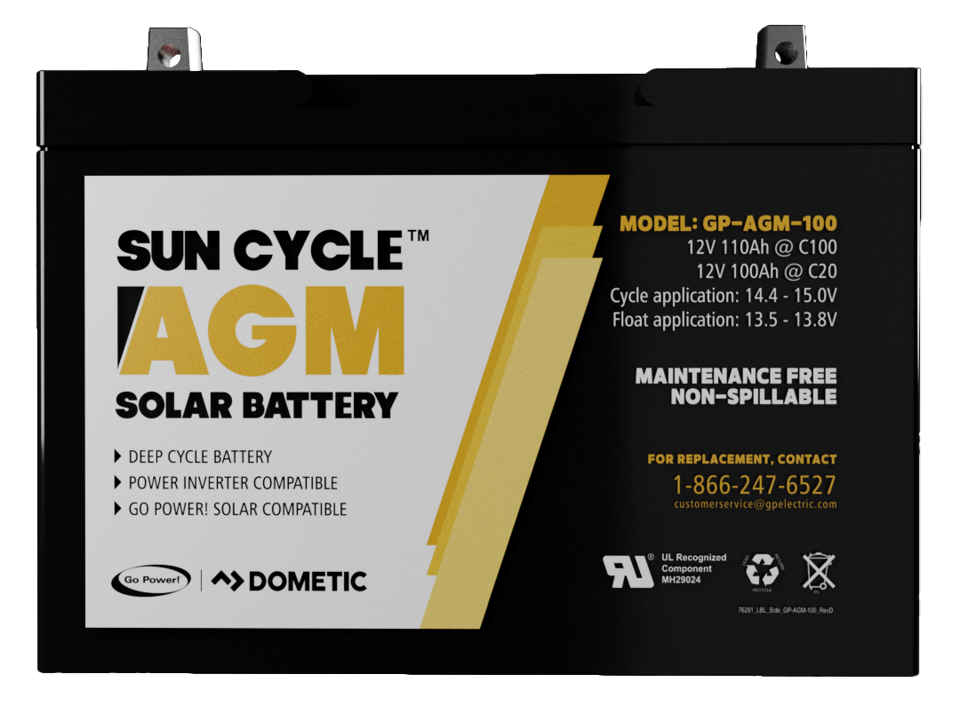 Go Power! 12V 100Ah AGM Solar Battery (GP-AGM-100-12V)