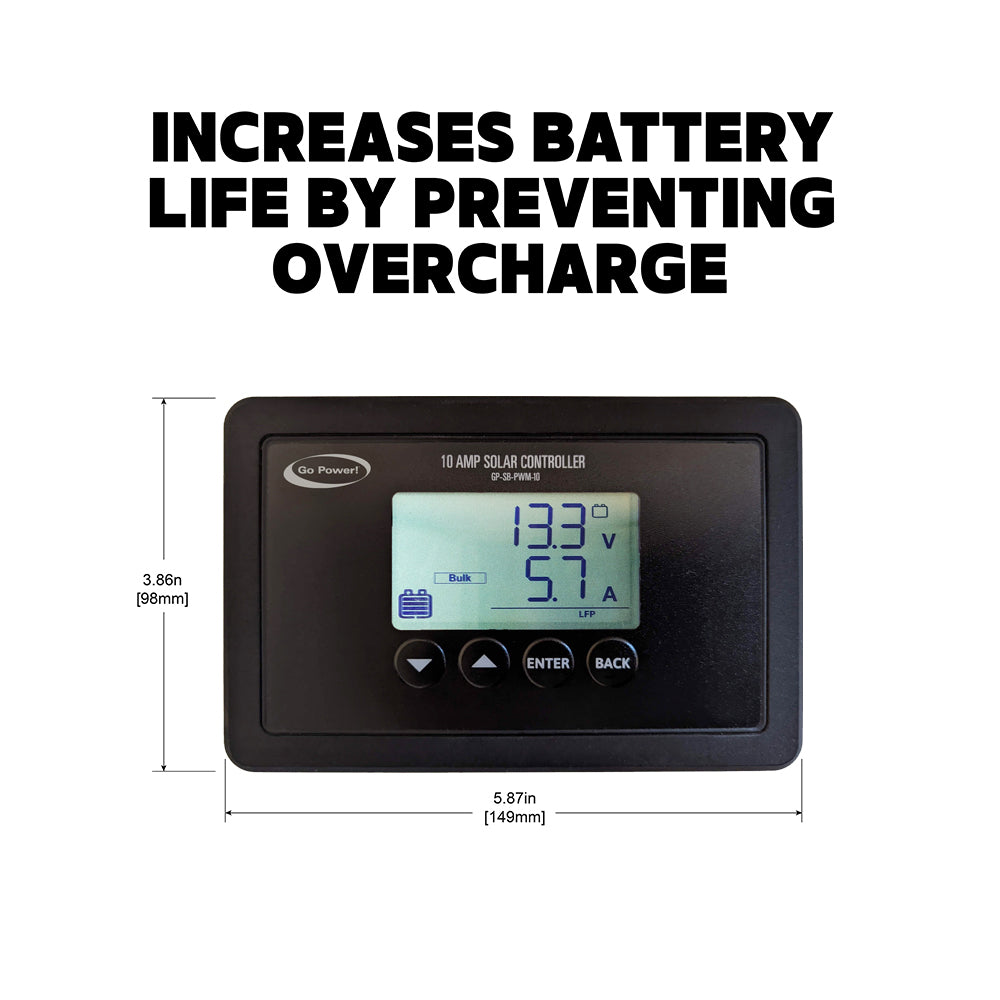 Go Power! 10A PWM Solar Controller — Single Bank (GP-SB-PWM-10)