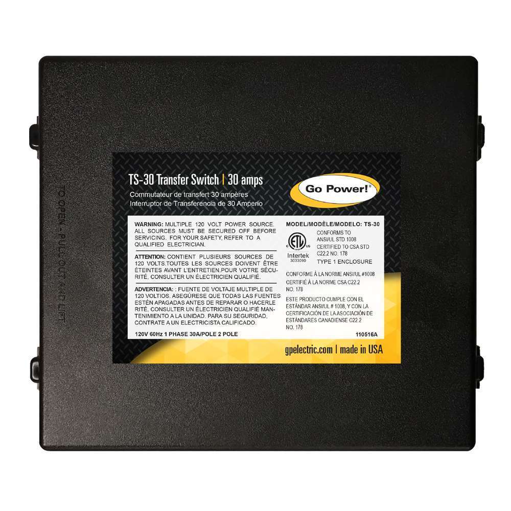 Go Power! TS-30 transfer switch top view